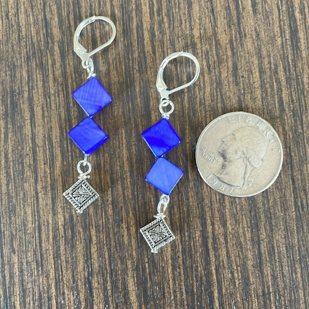 HAND CRAFTED EARRINGS Royal Purple with Silver